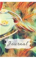 Elegant pastel Green Artwork of Ruby Red Throat Hummingbird Sitting at Feeder Pretty Diary Journal for Daily Thoughts: Gratitude Gift Notebook for Inspiration & Brainstorming Blank Lined Paper Book for Women & Girls(11 Wildlife Animals & Bird Lovers Blank Books)