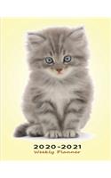 2020-2021 Weekly Planner: Two Years Appointment Diary & Notebook with To-Do List and Priorities - Gift for Cat Lovers - US Edition - Cute Kitten Yellow