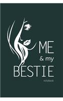 Me and My Bestie Notebook, Blank Write-in Journal, Dotted Lines, Wide Ruled, Medium (A5) 6 x 9 In (Olive Green)