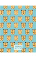 Notebook: Cute tiger on green cover and Dot Graph Line Sketch pages, Extra large (8.5 x 11) inches, 110 pages, White paper, Sketch, Draw and Paint(1 Cute Tiger on Green Notebook)