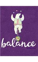 Balance Notebook: Faux Purple Leather Journal, Diary or Sketchbook with Large Wide Ruled Paper