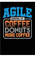 Agile Survival Kit: Coffee Donuts More Coffee: Black, Orange & Blue Design, Blank College Ruled Line Paper Journal Notebook for Project Managers and Their Families. (Ag