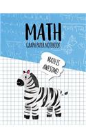 Math Graph Paper Notebook: Blank Graph Note Book Pages - Zebra Blue Algebra(362 4x4 Graph Composition Notebook for Kids)