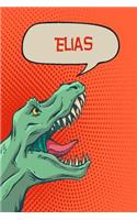 Elias: Dino Draw and Write Personalized Name Notebook Journal Diary Sketchbook with 120 Lined Pages