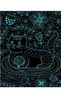 Journal Notebook Cute Cat in Flowers Pattern 7