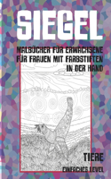 Malbücher für Erwachsene für Frauen mit Farbstiften in der Hand - Einfaches Level - Tiere - Siegel