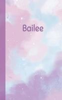 Bailee: Personalized Composition Notebook - College Ruled (Lined) Exercise Book for School Notes, Assignments, Homework, Essay Writing. Pink Blue Purple Cov