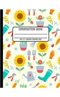 Composition Book Graph Paper 5x5: Trendy Spring Gardening Back to School Quad Writing Notebook for Students and Teachers in 8.5 x 11 Inches