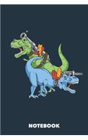 Notebook: Cats Riding Dinosaurs 6 x 9 inch dot grid - 120 pages for Creative Cat Lovers