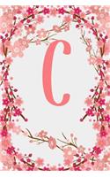 C: Letter C Monogram Initials Japanese Cherry Blossom Flowers Floral Notebook & Journal