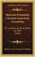 Memoria Presentada a la Junta General de Accionistas: En La Sesion de 26 de Marzo de 1894 (1894)