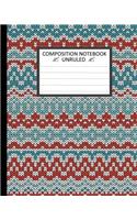 Unruled Composition Notebook 8 x 10, Norwegian Knitted Seamless Winter Pattern