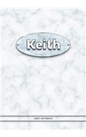 Keith - Lined Notebook: College Ruled Blank Pages Plus Extra Date Neutral Calendar (12 Months) and Notepad Sketch Designs. Cover Print White Marble Background with Silver-I
