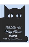 Art Deco Cat Weekly Planner 2020 With Pet Health Tracker: Are you the owner of an aging cat? This 8.5" x 11" dated art deco planning calendar with weekly 2-page spreads helps you track your appointments as 