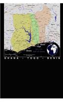 Modern Day Color Map of Ghana, Togo and Benin in Africa Journal: Take Notes, Write Down Memories in this 150 Page Lined Journal