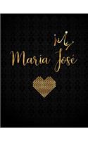 María José: Black Personalized Lined Journal with Inspirational Quotes