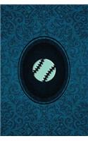 Monogram Baseball Notebook: Blank Journal Diary Log(51 Monogram Cerulean 150 Lined)