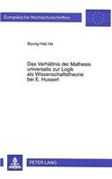 Verhaeltnis Der Mathesis Universalis Zur Logik ALS Wissenschaftstheorie Bei E. Husserl