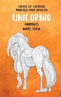 Libros de colorear Mandala para adultos - Nivel fácil - Animales - Unicornio