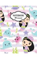 Notebook: Cute Mermaid Girls (8.5 x 11 Inches) 110 Pages