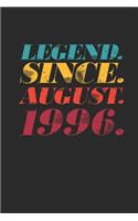 Legend Since August 1996: Small Lined Notebook (6 X 9 -120 Pages) for 23rd Birthday Gift Idea for Women and Men