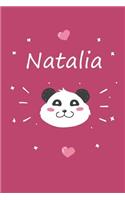 Natalia: Personalisiertes Panda Tage-/Notizbuch mit dem Vornamen Natalia und ganzen 100 linierten Seiten im 6x9 Zoll Format (ca.DIN A5). Optimal als Schreibh