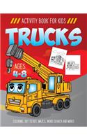 Trucks Activity Book for Kids Ages 4-8