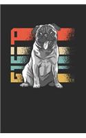 Pug Retro: Pug Dogs Notebook, Blank Lined (6" x 9" - 120 pages) Animal Themed Notebook for Daily Journal, Diary, and Gift