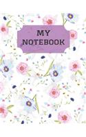 'My Notebook': Lined Journal for women/girls (flowery)