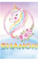 Shanon: Shanon's Unicorn Personal Custom Named Diary Planner Calendar Notebook Journal 6x9 Personalized Customized Gift For Someone Who's Surname is Shanon 