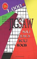 1,000 + sudoku jigsaw 8x8: Logic puzzles extreme levels(16 Jigsaw Sudoku)