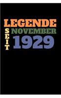 Legende seit November 1929: Liniertes Geburtstag Birthday oder Gästebuch Geschenk liniert - Geburtstags Journal für Männer und Frauen mit Linien