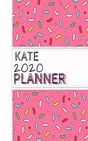Kate: : 2020 Personalized Planner: One page per week: Pink sprinkle design