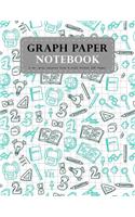 Graph Paper Notebook 1 CM. Gray Squares Size 8.5x11 Inches 120 Pages