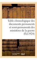 Table Chronologique Des Documents Permanents Et Semi-Permanents Des Ministères de la Guerre