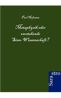 Metaphysik oder verstehende Sinn-Wissenschaft?