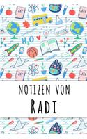 Notizen von Radi: Liniertes Notizbuch für deinen personalisierten Vornamen