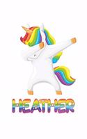 heather: heather 6x9 Journal Notebook Dabbing Unicorn Rainbow