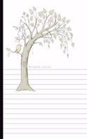 Notebook Journal: Dual Design Half Wide Ruled Half Blank Creative Sketchbook with Lined Pages Drawing or Doodling & Writing Journal Notebook Organizer Tree with Bird 