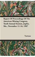 Report Of Proceedings Of The American Mining Congress, Tenth Annual Session, Joplin, Mo., November 11-16, 1907