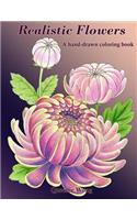 Realistic Flowers - A hand-drawn coloring book