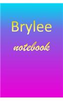 Brylee: Blank Notebook - Wide Ruled Lined Paper Notepad - Writing Pad Practice Journal - Custom Personalized First Name Initial B Blue Purple Gold - Taking 