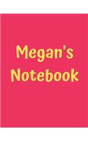 Megan's Notebook: Pink Cover, College Ruled, 100 Sheets, 8.5" x 11" (Letter Size), White Paper(67 Women's Custom Names)