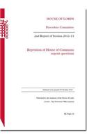 2nd report of session 2012-13: repetition of House of Commons urgent questions(2012-13 54 House of Lords Papers)