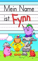 Mein Name ist Fynn: Spaß Dino Monster personalisierte primäre Namensverfolgung Arbeitsbuch für Kinder lernen, wie man ihren Vornamen Übungspapier mit 1 Linien für Kinde