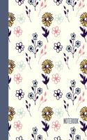Notebook: Wide Ruled Primary Composition Book with Cute Illustrated Flowers Pattern Cover Design