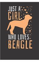 Notebook: Beagle Just A Girl Who Loves Beagles Dot Grid 6x9 120 Pages