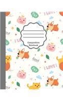 Composition Notebook: Animals Cute Wide Ruled Paper Notebook Journal, Workbook for Teens Kids Students Girls Pretty Wide Lined Journal for School and College for Writing 