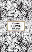 Personal Journal: Wide-Ruled: Unique Engine / Motor Pattern Personal Journal Keeps All Your Poems, Dreams, Class Notes and Sketches in One Nifty Book!