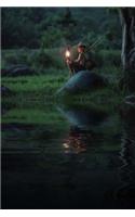 A Boy with a Lantern Sitting by a Lake Nature Journal: 150 Page Lined Notebook/Diary